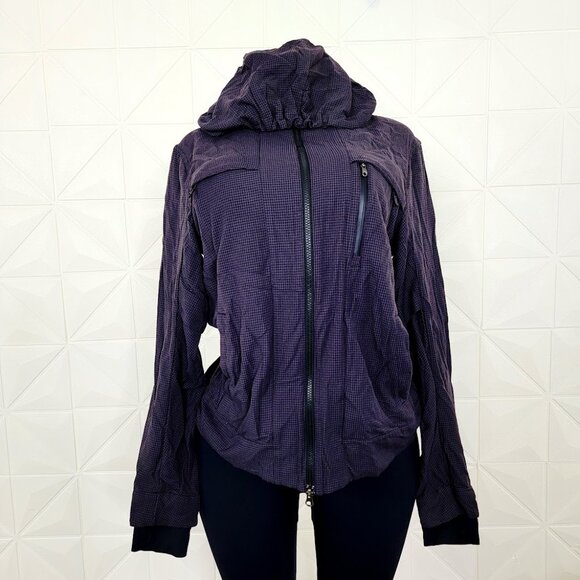 Lululemon Women's Houndstooth Swift Black Full-Zip Windbreaker Relay Jacket Sz M - Picture 2 of 8